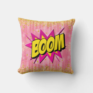 Cojín Decorativo Estilo de comedia Pop Art Retro Yellow Rosa Gold B