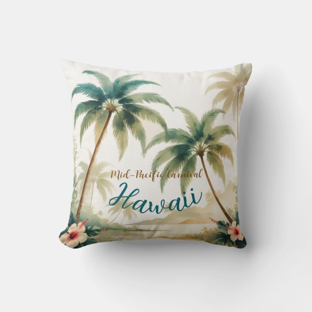 Cojín Decorativo Estilo de época Hawai Viajes Honolulu (Anverso)