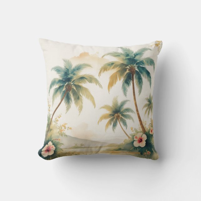 Cojín Decorativo Estilo de época Hawai Viajes Honolulu (Anverso)