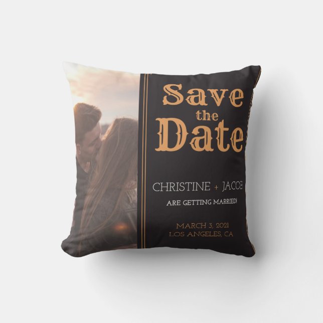 Cojín Decorativo Estilo de imagen de personalizado Guardar la fecha (Anverso)