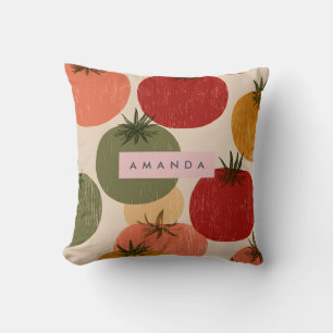 Cojín Decorativo Estilo de Jardín de Tomate Retro Personalizado