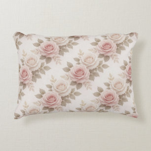 Cojín Decorativo 🌸 Estilo de Jardín Floral Romántico Vintage Rosad