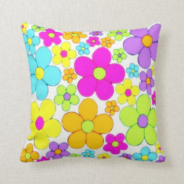 Cojín Decorativo Estilo de las flores de los años 70