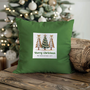 Cojín Decorativo Estilo de Leopardo Navideño Nombre Personalizado F