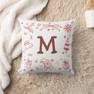 Cojín Decorativo Estilo de monograma inicial festivo caprichoso dib