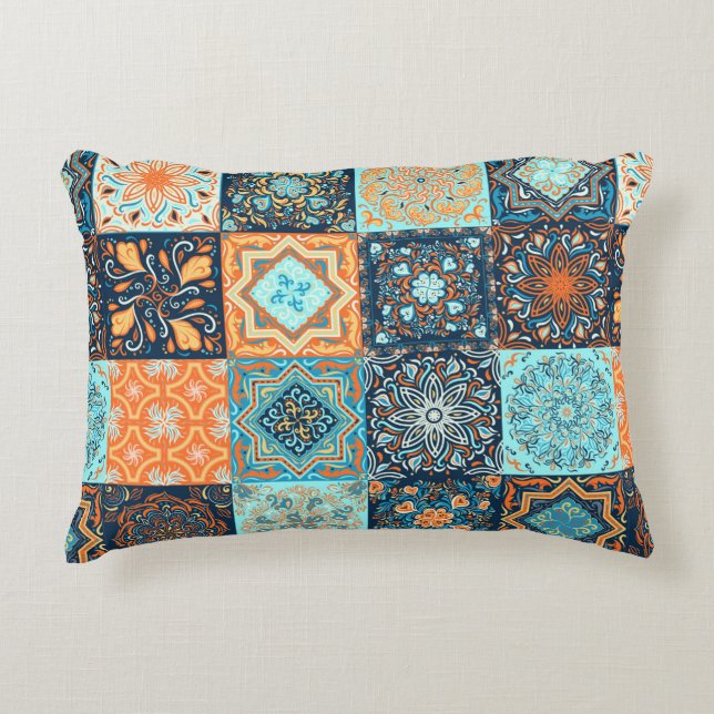 Cojín Decorativo Estilo de mosaico. Patrón sin inconvenientes de 16 (Anverso)