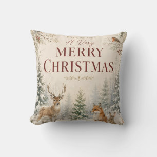 Cojín Decorativo Estilo de Navidad con animales del bosque capricho