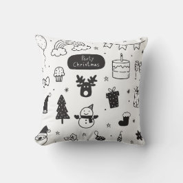 Cojín Decorativo Estilo de Navidad negro y blanco 