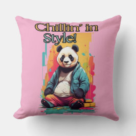 Cojín Decorativo Estilo de panda lúdico | Pintura de la Chaqueta Az