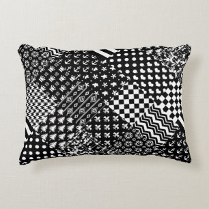 Cojín Decorativo Estilo de patrón mixto blanco negro minimalista