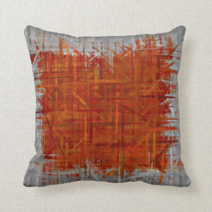 Cojín Decorativo Estilo de pintura Naranja y Bella Artes gris