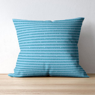 Cojín Decorativo Estilo de rayas horizontales de océano azul brilla