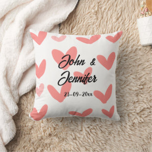 Cojín Decorativo estilo de texto minimalista simple blanco corazón 