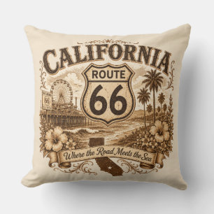 Cojín Decorativo Estilo decorativo de la Ruta 66 de California en S