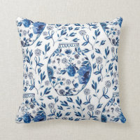 Estilo floral Chinoiserie azul pintado a mano