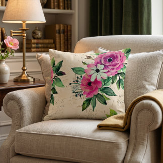 Cojín Decorativo Estilo Floral Vintage Desgastado