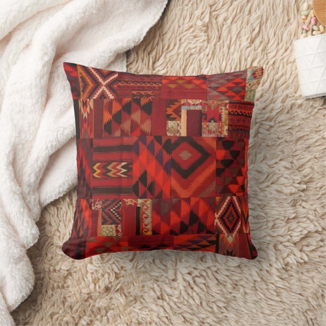 Cojín Decorativo Estilo geométrico bohemio rojo marroquí (Manta)