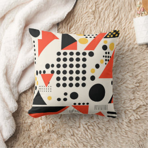 Cojín Decorativo Estilo geométrico retro Memphis rojo y negro