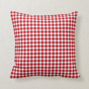 Cojín Decorativo Estilo Gingham rojo y blanco