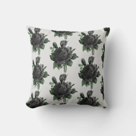 Cojín Decorativo Estilo gótico Impresión de Rosa negro