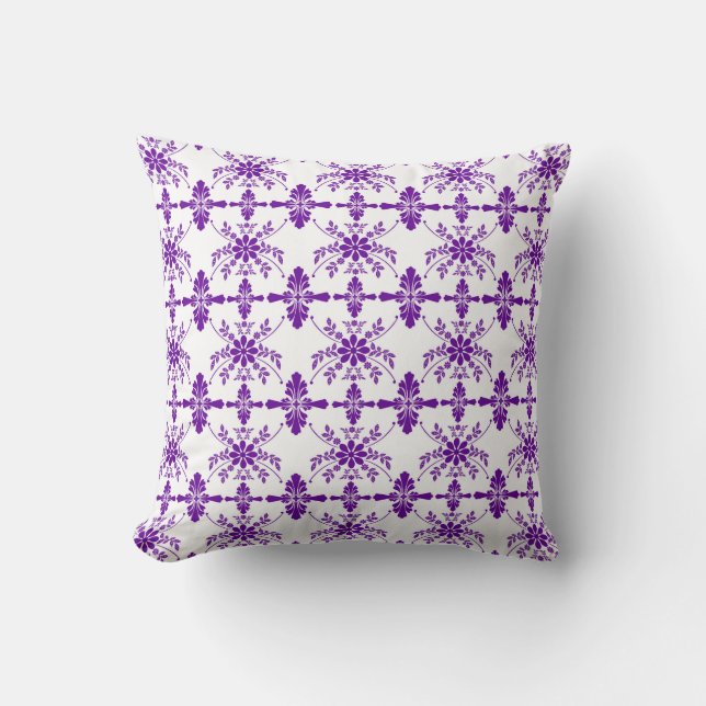 Cojín Decorativo Estilo Inglés Antiguo Morado Y Blanco (Anverso)