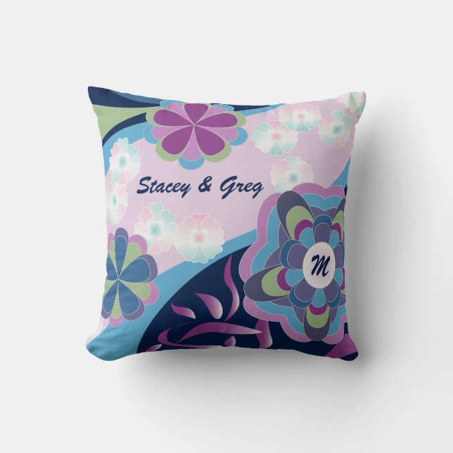 Cojín Decorativo Estilo japonés del crisantemo del kimono floral (Anverso)