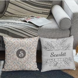 Cojín Decorativo Estilo místico monograma boho personalizado