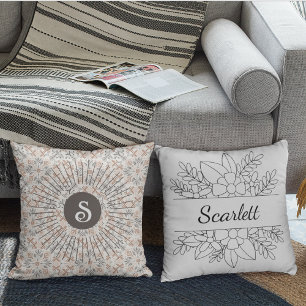 Cojín Decorativo Estilo místico monograma boho personalizado