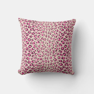 Cojín Decorativo Estilo moderno en estampado de leopardo rosa con m