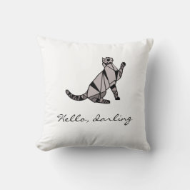 Cojín Decorativo Estilo moderno Gato gráfico negro y guión