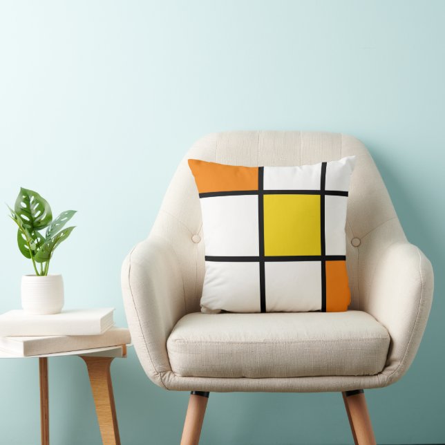 Cojín Decorativo Estilo Mondrian Amarillo Naranja (Silla)