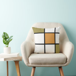 Cojín Decorativo Estilo Mondrian en oro oliva