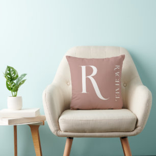 Cojín Decorativo Estilo Monograma Nombre Beige