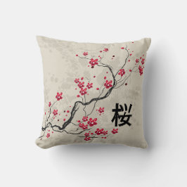 Cojín Decorativo Estilo oriental Sakura Cherry Blossom Art