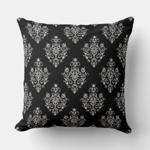 Cojín Decorativo Estilo Patrón Damask Negro