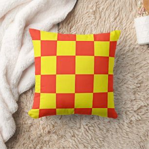 Cojín Decorativo Estilo retro amarillo y naranja controlado