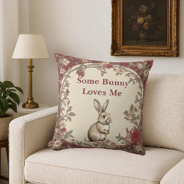 Cojín Decorativo Estilo rústico beige algún conejito me ama eleganc
