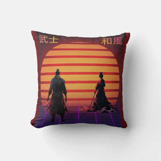 Cojín decorativo estilo samurai japonés (Anverso)
