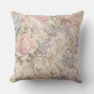 Cojín Decorativo Estilo Shabby Chic Vintage Rosa Peonía Floral