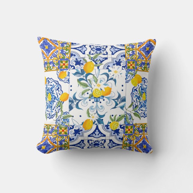 Cojín Decorativo  Estilo siciliano, arte de verano Cushion (Anverso)