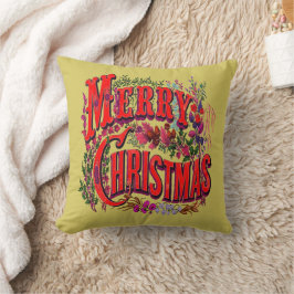 Cojín Decorativo Estilo vintage Feliz Navidad Saludo Navideño 