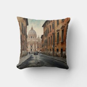Cojín Decorativo Estilo Vintage Roma Viaje Italiano Acuarela