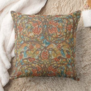 Cojín Decorativo Estilo William Morris Cottagecore Ardilla Floral