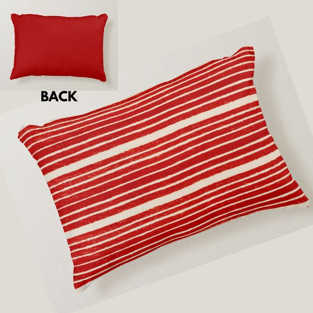 Cojín Decorativo Estiloso estilo de franjas rojas y blancas moderna (A stylish red and white striped pillow)