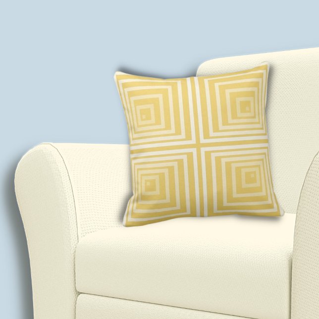 Cojín Decorativo Estiloso patrón cuadrado amarillo normal en esquin (Stylish Cornered Yellow Regular Square Pattern Throw Pillow)