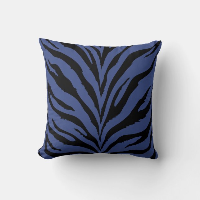 Cojín Decorativo Estiloso tigre azul y negro (Anverso)