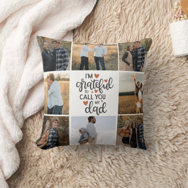 Cojín Decorativo "Estoy agradecido de llamarte mi papá" Foto Pillow (Manta)