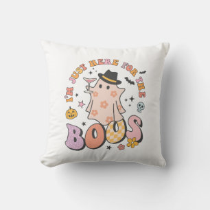 Cojín Decorativo Estoy aquí por el Boos, Retro Groovy Halloween