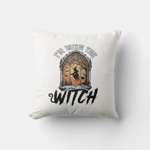 Cojín Decorativo Estoy Con La Bruja Vintage Halloween