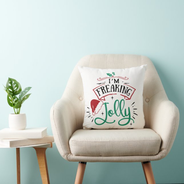 Cojín Decorativo Estoy Freaking Jolly | Divertido Navidades festivo (Silla)
